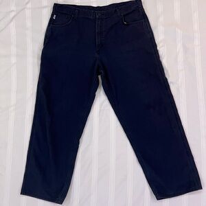 Vintage Men’s Flame Resistant Carhartt Navy Blue Utility Pants (42x32)
